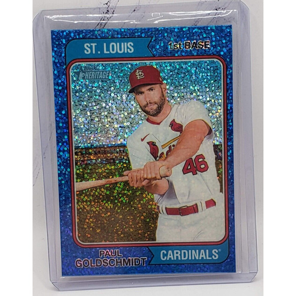 2023 Topps Heritage Blue Speckle PAUL GOLDSCHMIDT #307 Cardinals - Picture 1 of 4